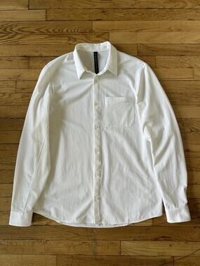 Men’s Lululemon Commission Long Sleeve Collared Button Up Shirt White Large